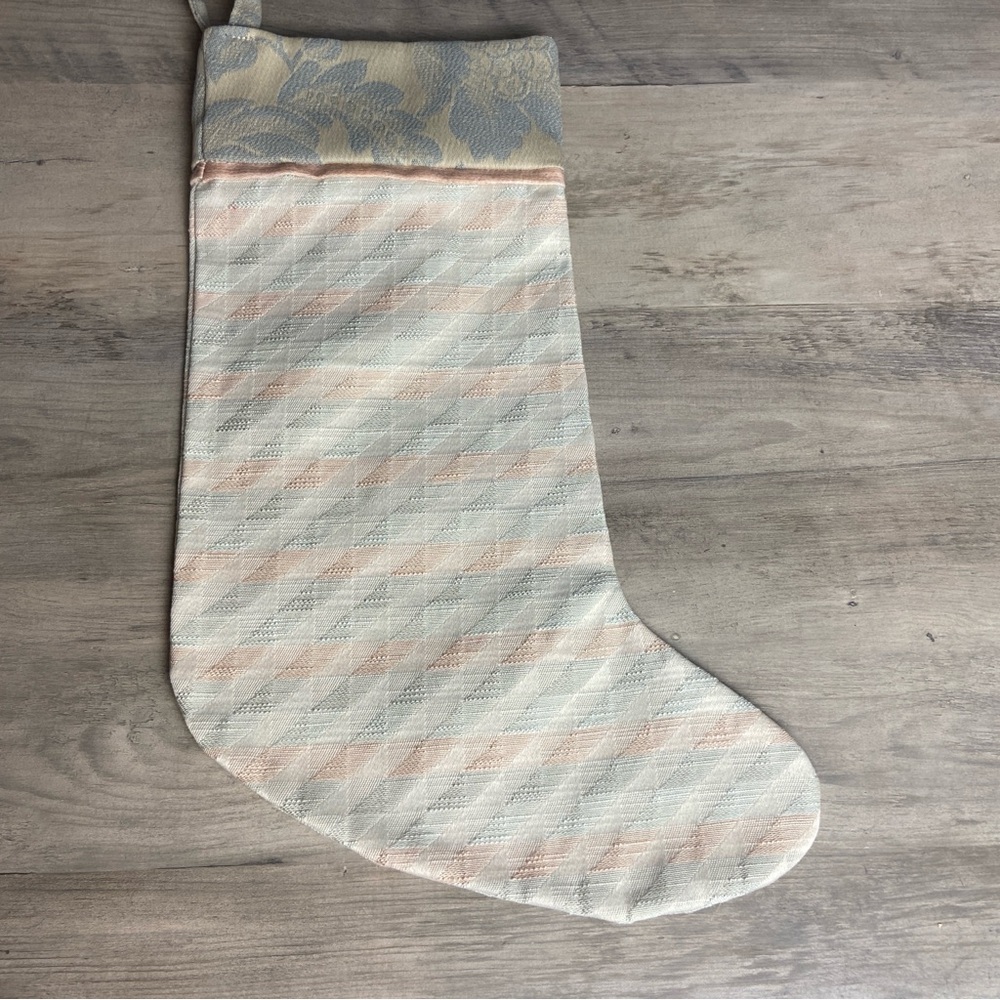 Vintage Elegant Cream and Tan Christmas Stocking, light peach touch.